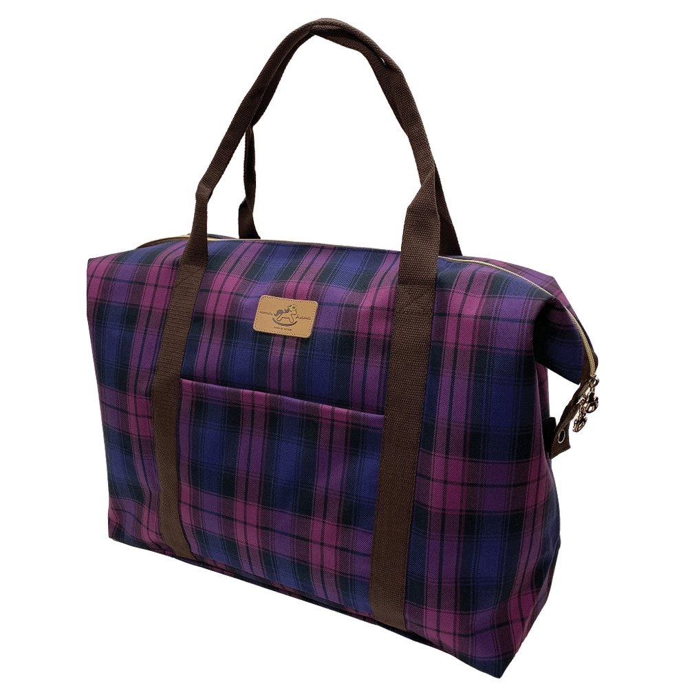 Waterproof Plaid Extra Large Travel Tote Luggage Weekender Duffel Trolley Sleeve